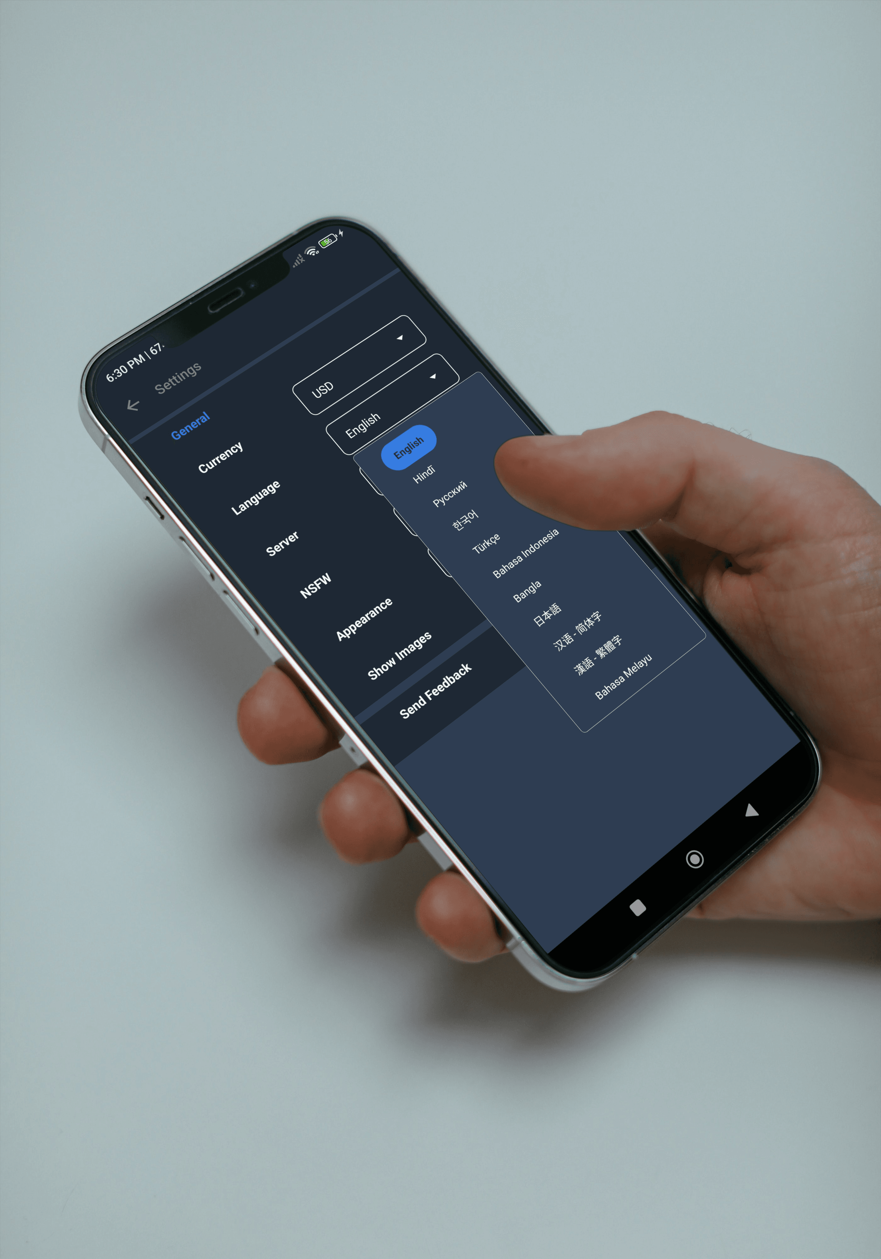 Dark mode interface