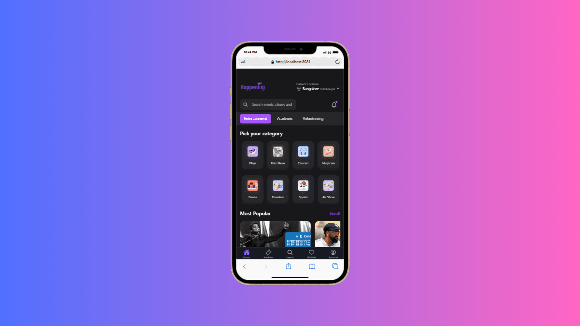 Landing page - dark mode