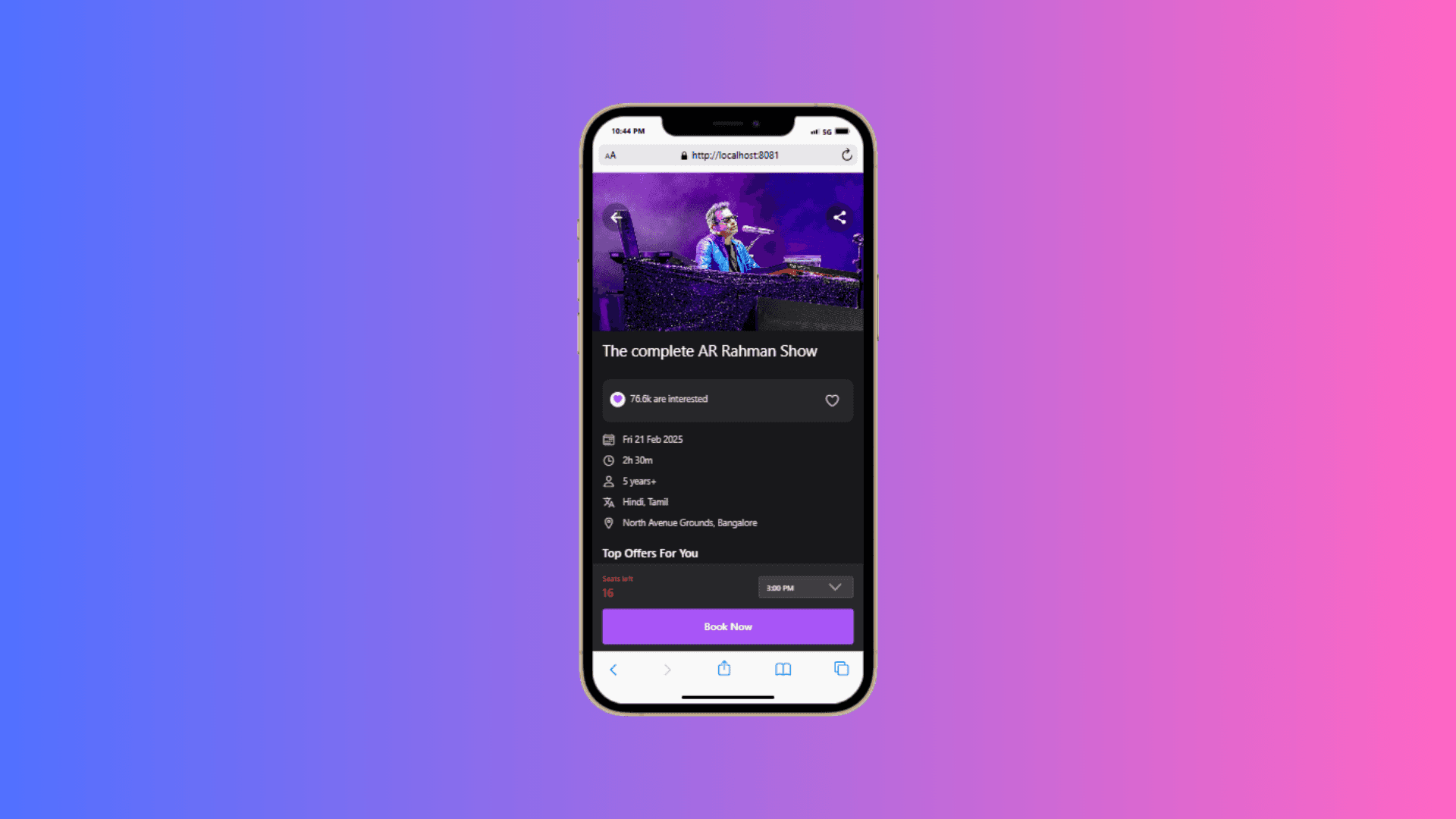 Event Details - dark mode