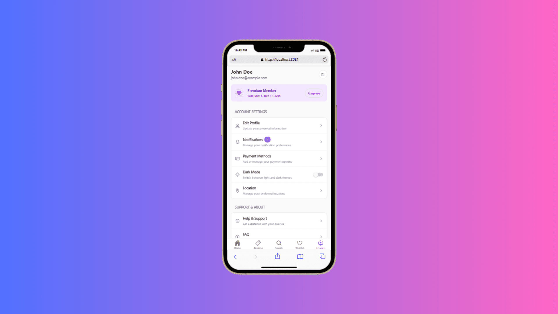 Account details