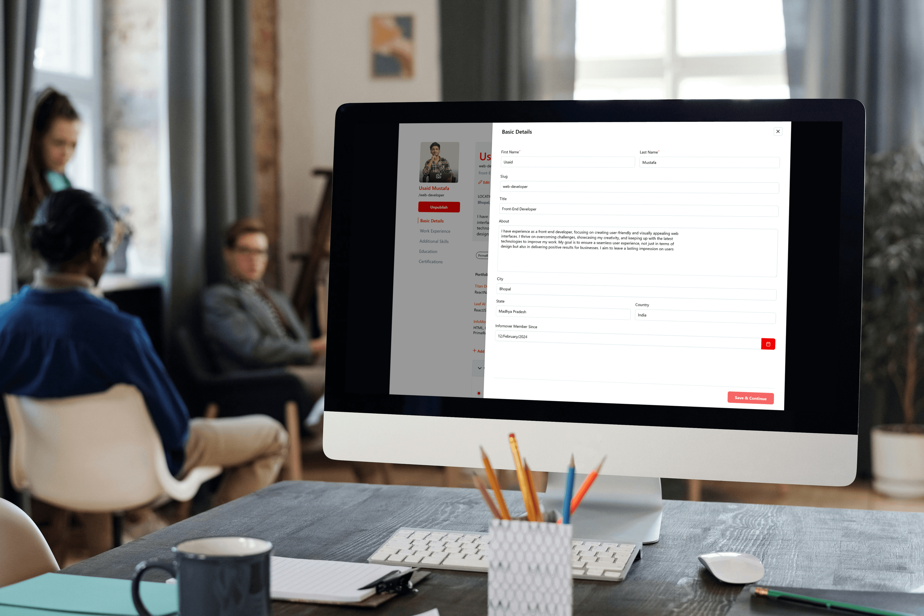 project posting interface
