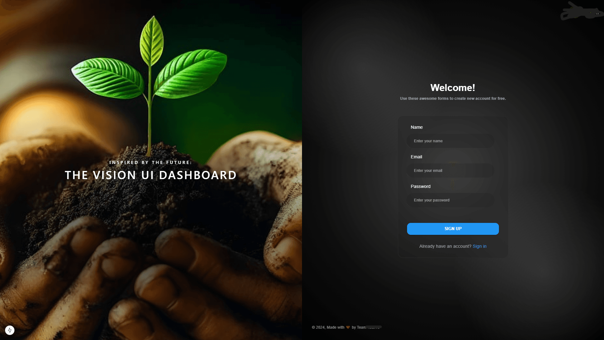Sign Up page